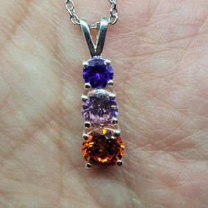 Simulated Multi-Color Diamond Pendant & 20 Inch Necklace with Magnetic Clasp